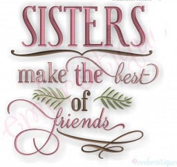 Embroidered Sisters make best friends White Flour Sack Towel/Tea Towel/Kitchen Towel