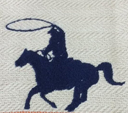 Embroidered Cowboy Roper Western White Flour Sack Towel/Tea Towel/Kitchen Towel