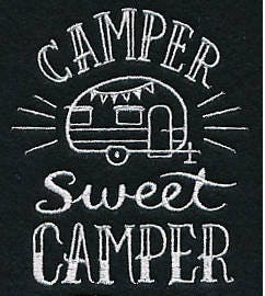 Embroidered Camper Sweet Camper White Flour Sack Towel/Tea Towel/Kitchen Towel