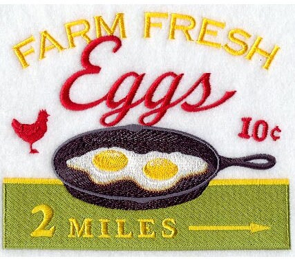 Embroidered Farm Fresh Eggs White Flour Sack Towel/Tea Towel/Kitchen Towel