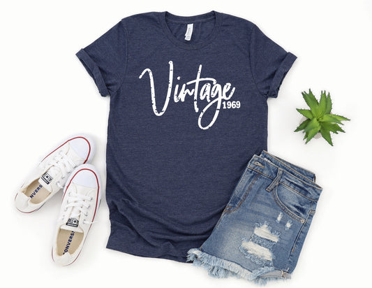 Vintage 1969 Birthday, Customize Your Shirt ~ Adult Unisex T~Shirt or Ladies Tank Top