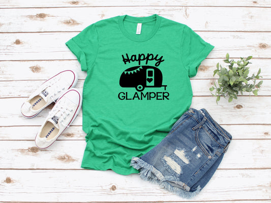 Happy Glamper ~ Adult Unisex T~Shirt or Ladies Tank Top