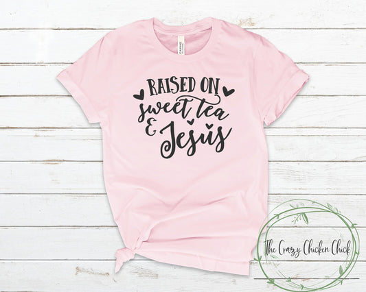 Raised on Sweet Team and Jesus ~ Unisex T-Shirt or Unisex T-Shirt or Ladies Tank Top ~ Adult, Youth and Toddler Sizes