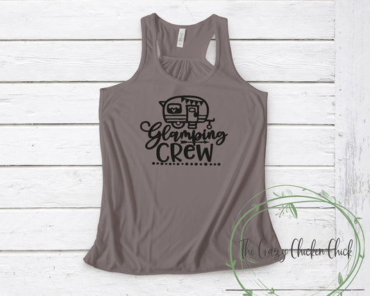 Glamping Crew Cute Camping Family or Group ~ Unisex T-Shirt or Ladies Tank Top ~ Adult, Youth and Toddler Sizes