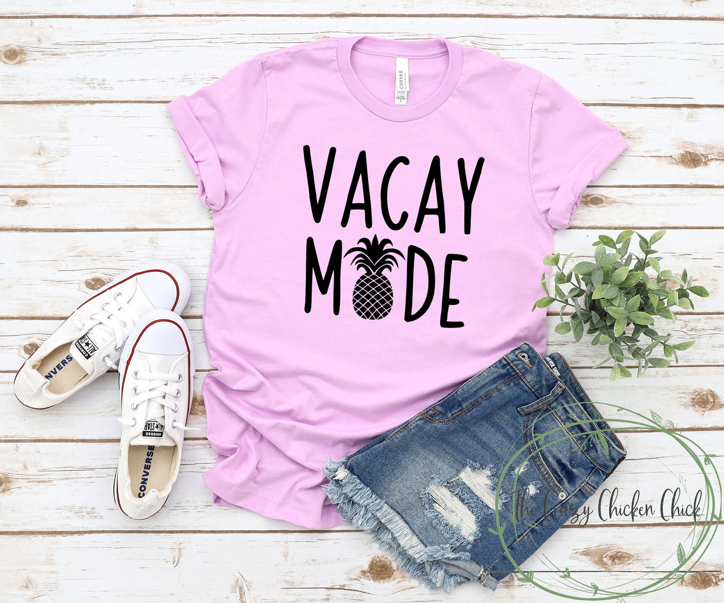 Vacay Mode with Pineapple Spring Break or Vacation ~ Unisex T-Shirt or Ladies Tank Top ~ Adult, Youth and Toddler Sizes