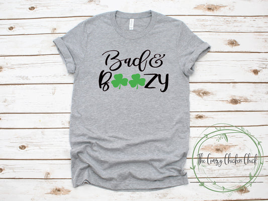 Bad and Boozy St. Patrick's Day Four Leaf Clover ~ Adult Unisex T-Shirt or Tank Top