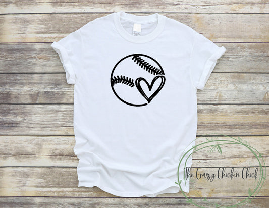 Love Baseball Softball with Heart  ~ Ladies Tank Top ~ Adult, Youth and Toddler Sizes