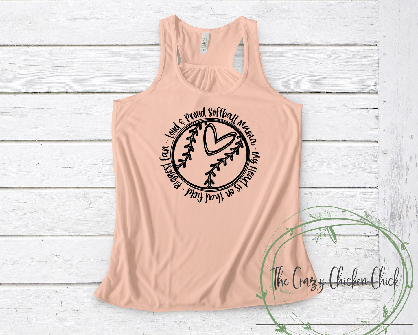 Loud and Proud Softball Mama My Heart Is On That Field Biggest Fan ~ Adult Unisex T~Shirt or Ladies Tank Top