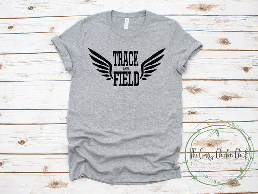 Track and Field with Logo ~Unisex T-Shirt or Ladies Tank Tops ~ Adult, Youth and Toddler Sizes