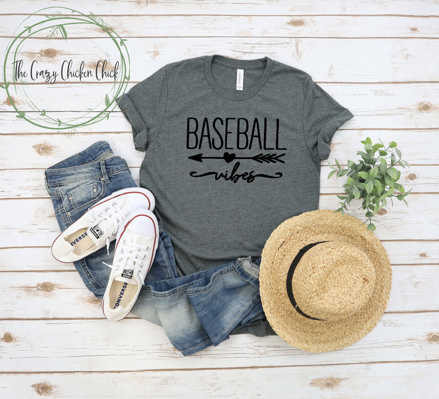 Baseball Vibes with Heart and Arrow  ~ Ladies Tank Top ~ Adult, Youth and Toddler Sizes