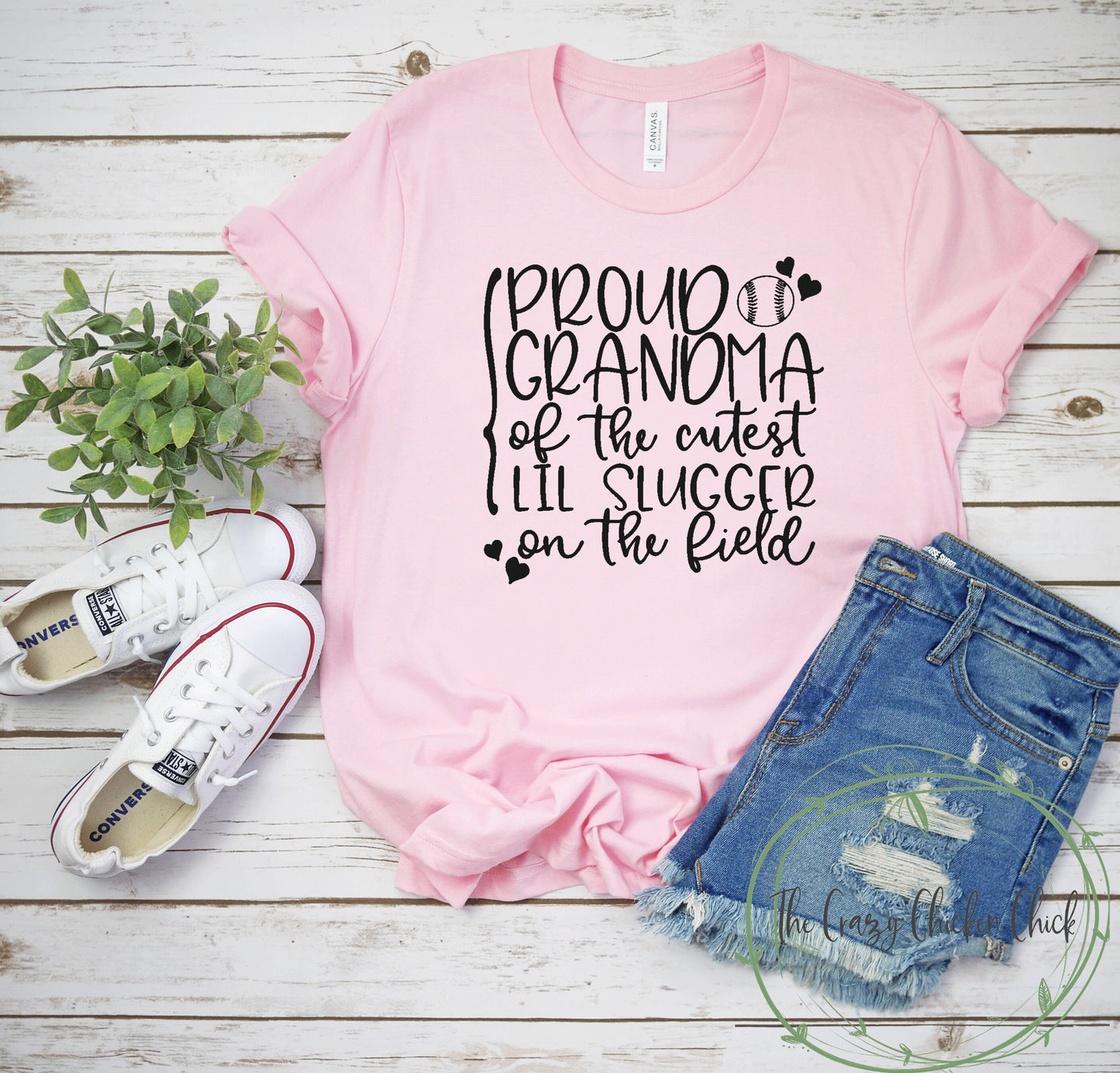 Proudest Grandma of the Cutest Little Slugger on the Field Baseball Softball Tee Ball ~ Adult Unisex T~Shirt or Ladies Tank Top