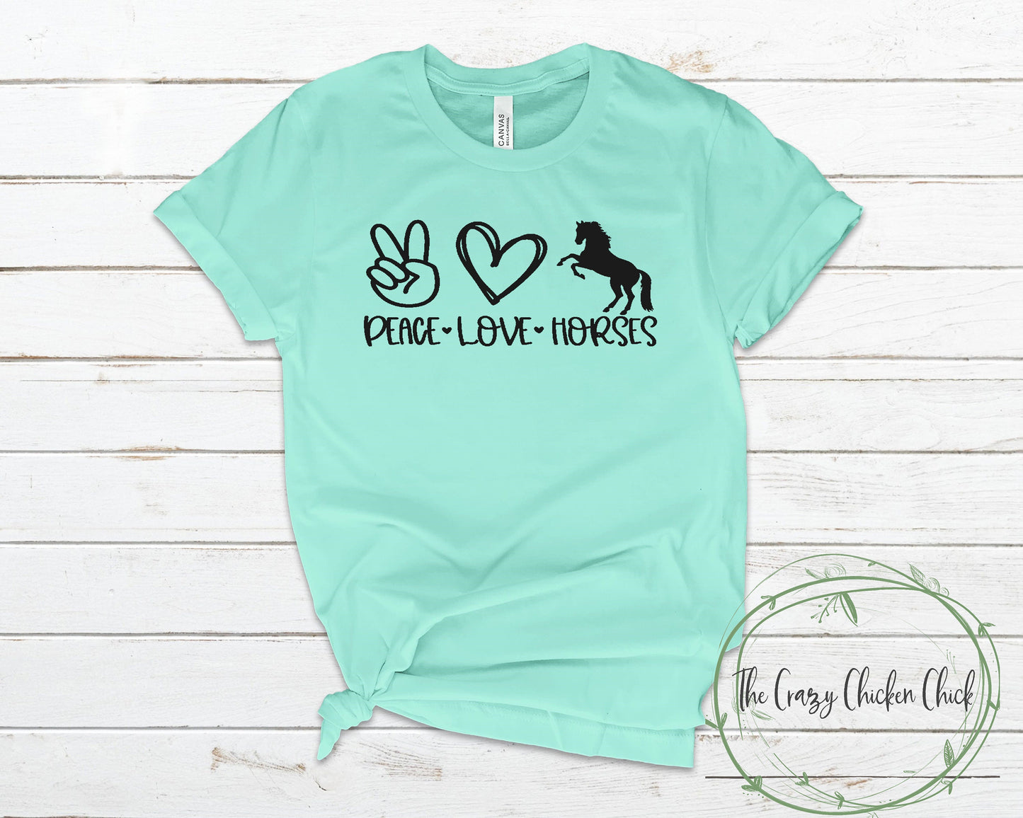 Peace Love and Horses ~ Unisex T-Shirt or Ladies Tank Top ~ Adult, Youth and Toddler Sizes