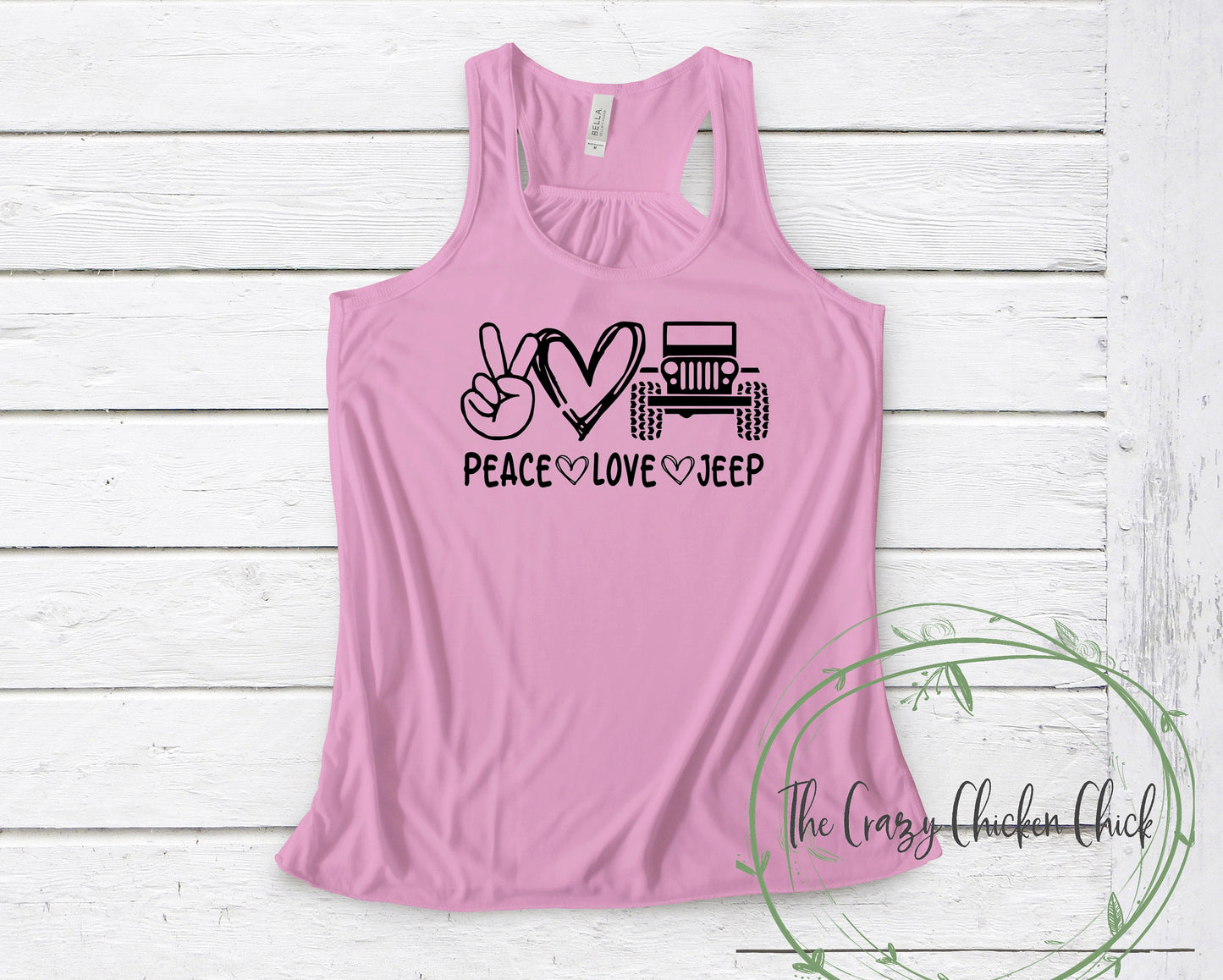 Peace Love and Jeep ~  Unisex T-Shirt or Ladies Tank Top ~ Adult, Youth and Toddler Sizes