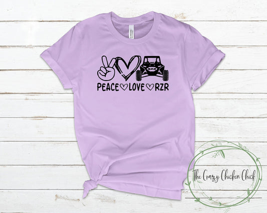 Peace Love and Rzr ~ Off roading,Sxs polaris,personalizable ~ Unisex T-Shirt or Ladies Tank Top ~ Adult, Youth and Toddler Sizes