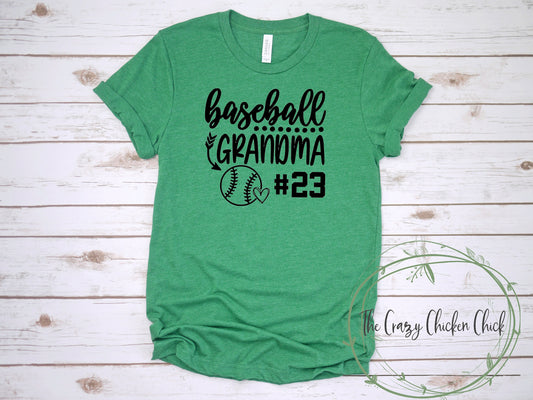 Baseball Grandma, MiMi  ~ With Personalized Number ~ Adult Unisex T~Shirt or Ladies Tank Top