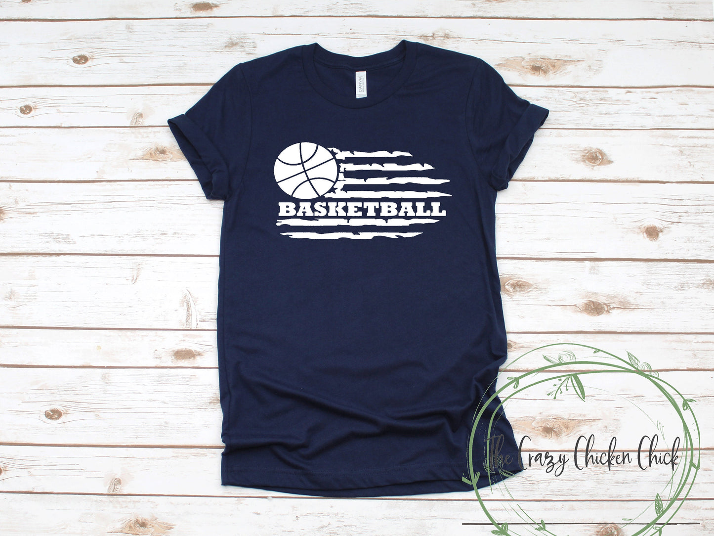 Basketball With American Flag Distressed Unisex T-Shirt or Adult Ladies Tank Tops ~ Adult, Youth and Toddler Sizes