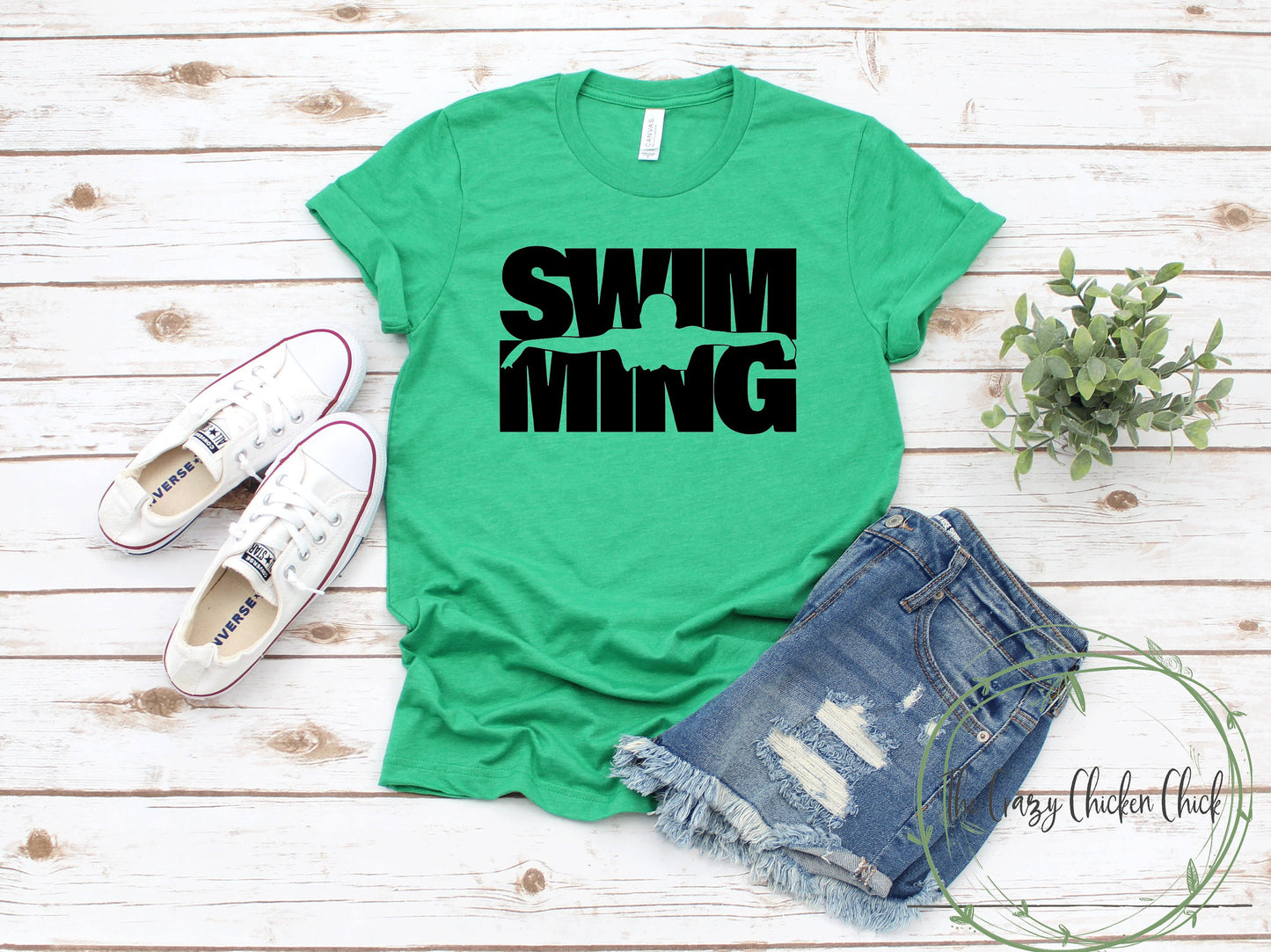 Swimming with Swimmer ~ Unisex T-Shirt or Ladies Tank Tops ~ Adult, Youth and Toddler Sizes