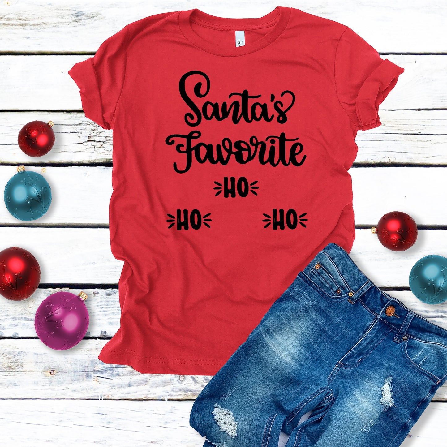 Santa's Favorite Ho Ho Ho Christmas Holiday ~ Adult Unisex  T~Shirt or Ladies Tank Top