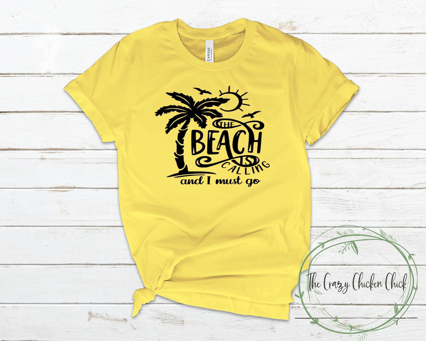 The Beach is Calling and I Must Go Palm Tree Sun - personalize - Unisex T-Shirt or Tank Top - Adult, Youth and Toddler Sizes