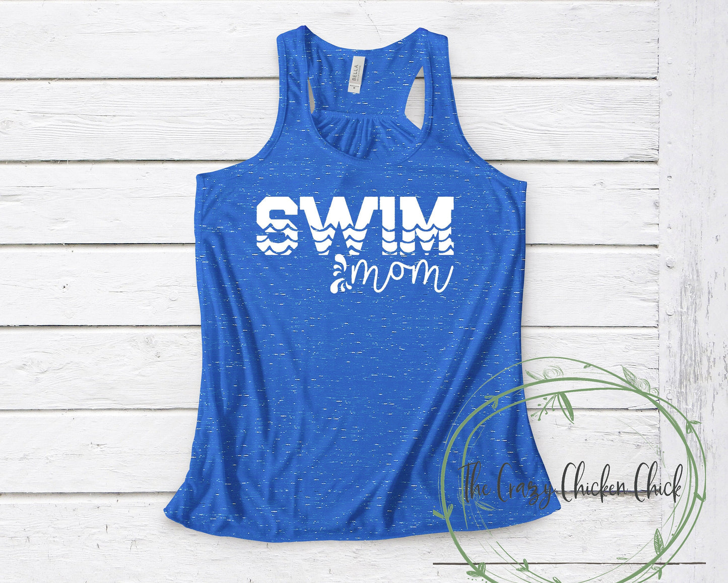 Swim Mom With Swim Waves - Personalize - Unisex T-Shirt or Tank Top