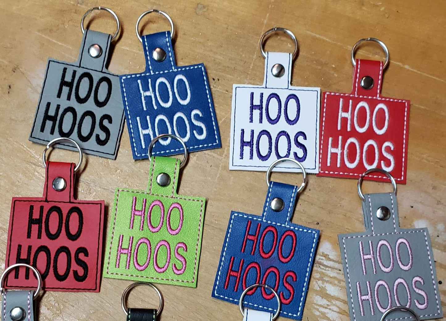 Embroidered Custom Square Keychain or Fob Lots of Colors Available