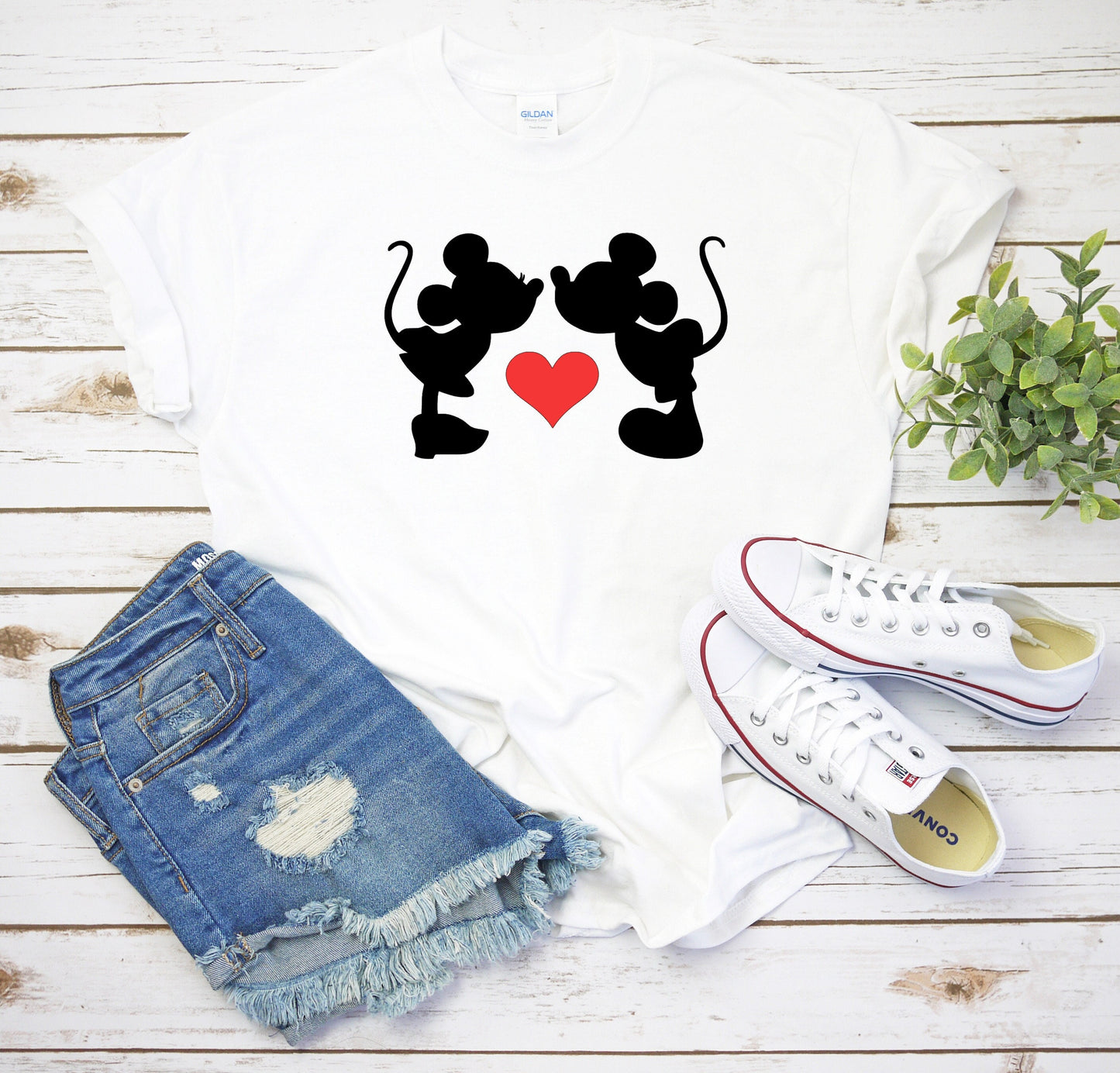 Mickey and Minnie Kissing Shirt T Shirt or Tank Top, Adult, Youth and Toddler Sizes