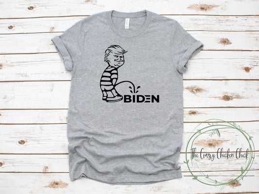 Trump Peeing on President Biden - Political- Unisex T shirts or Tank Top