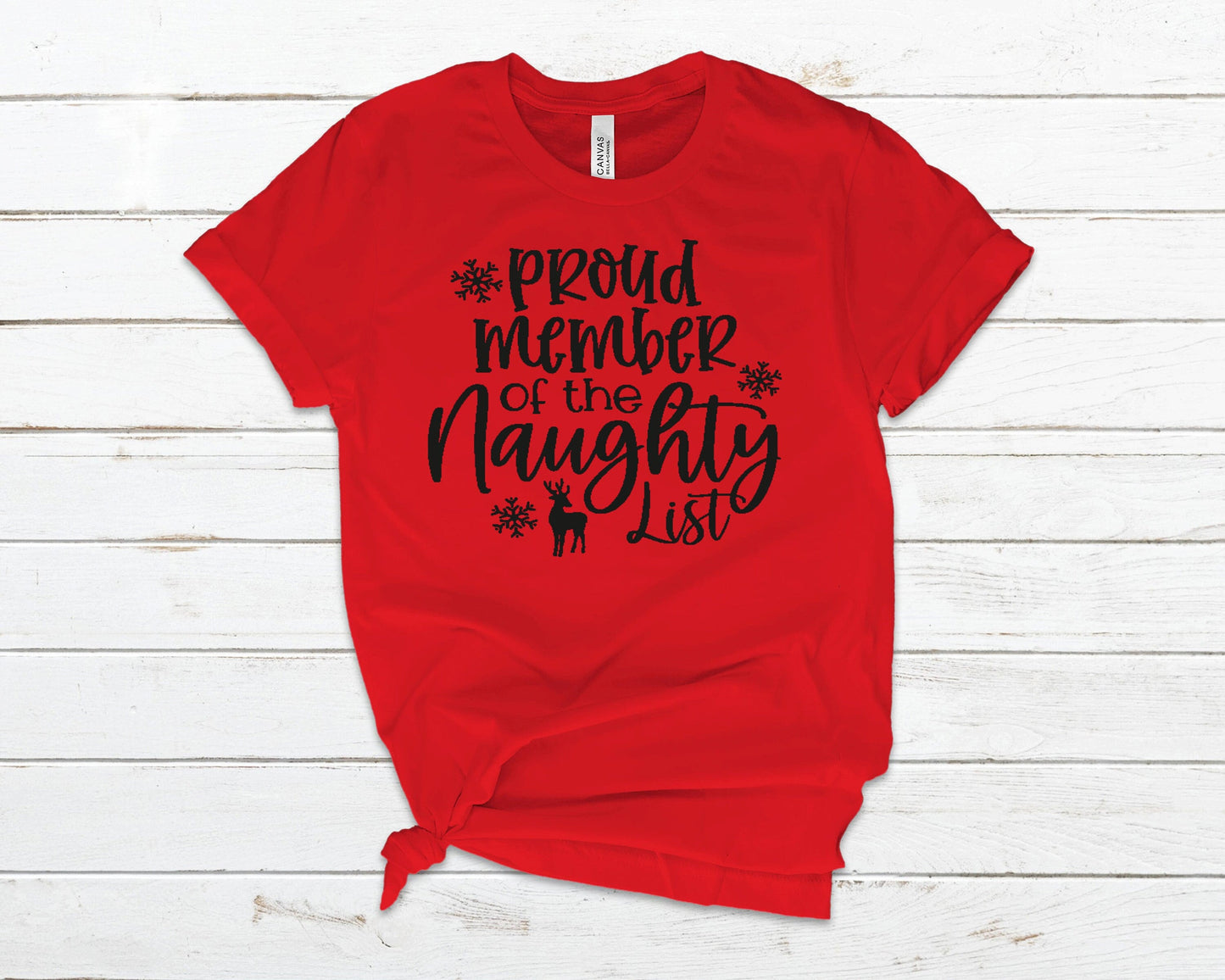 Proud Member of the Naughty List Christmas Holiday Unisex T Shirt or Tank Top, Adult, Youth, Toddler Sizes