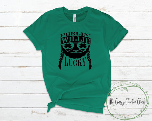 Feeling Willie Lucky Willie Nelson St. Patrick's Day Unisex T-Shirt or Tank Top