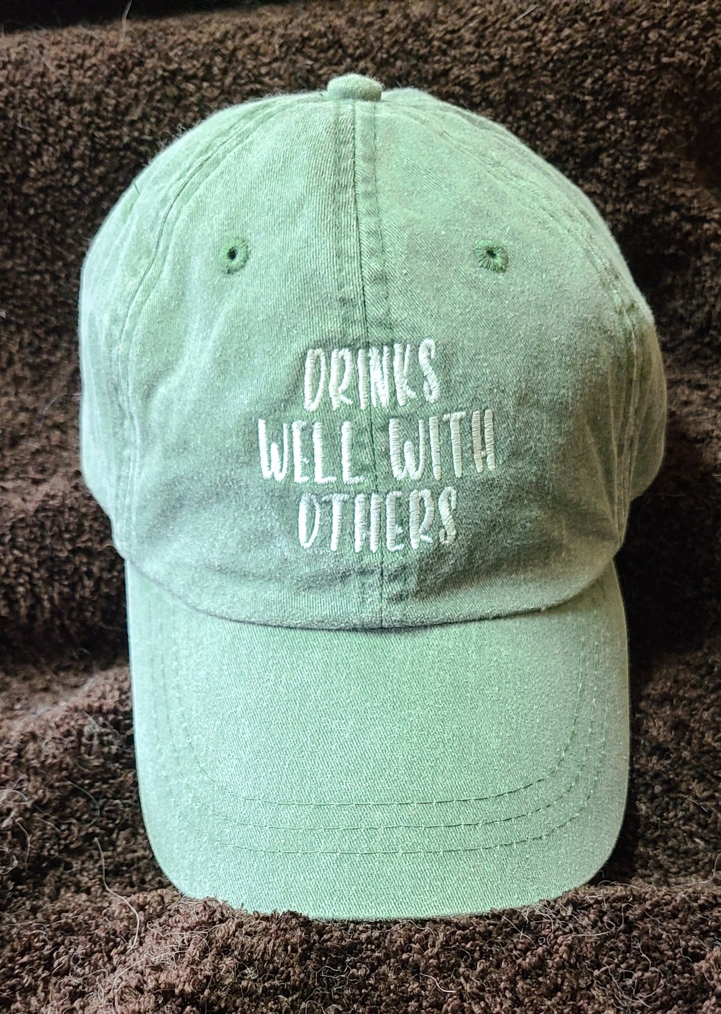 Drinks Well With Others - funny and cool Embroidered Personalized Low Profile Unisex Adjustable Baseball Hat-personalize!